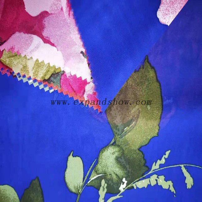 Fancy printed women dresses fabric polyester rose print chiffon fabric 