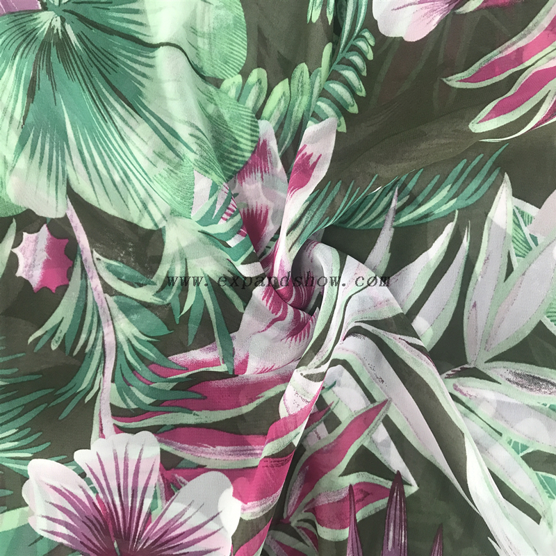 New Design Customized patterns 100% polyester woven printed chiffon fabric