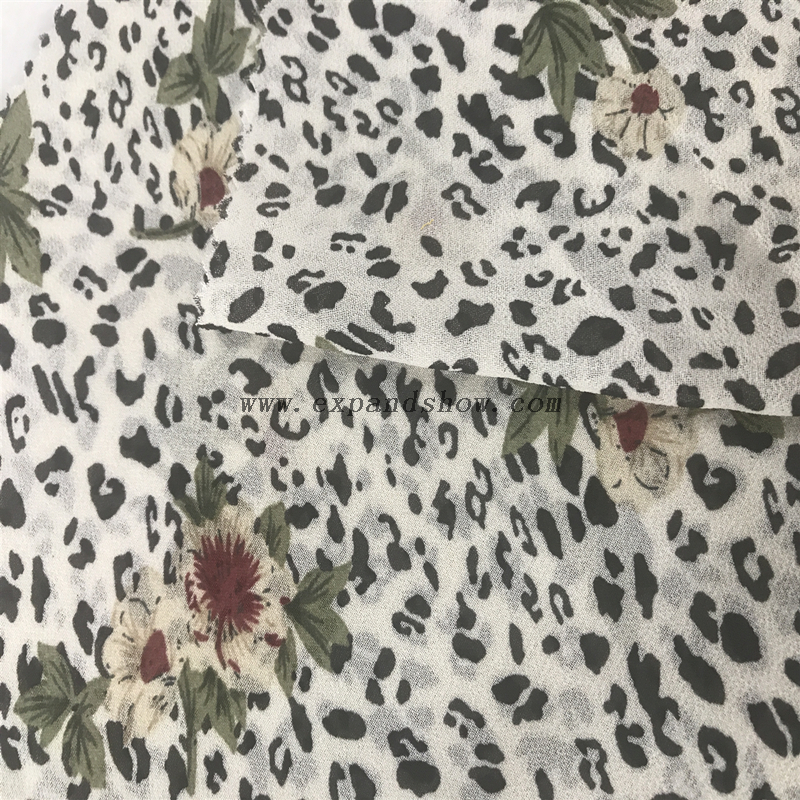 New style 100% polyester printed plain floral chiffon fabric