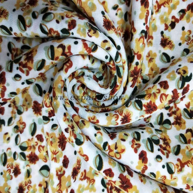 Fancy women dresses fabric polyester high quality wool peach printed
