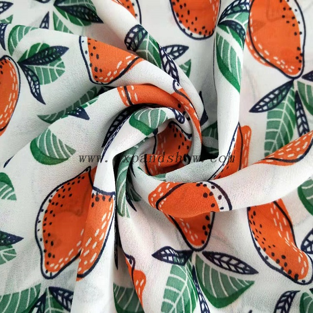 Fancy printed women dresses fabric polyester chiffon fabric 