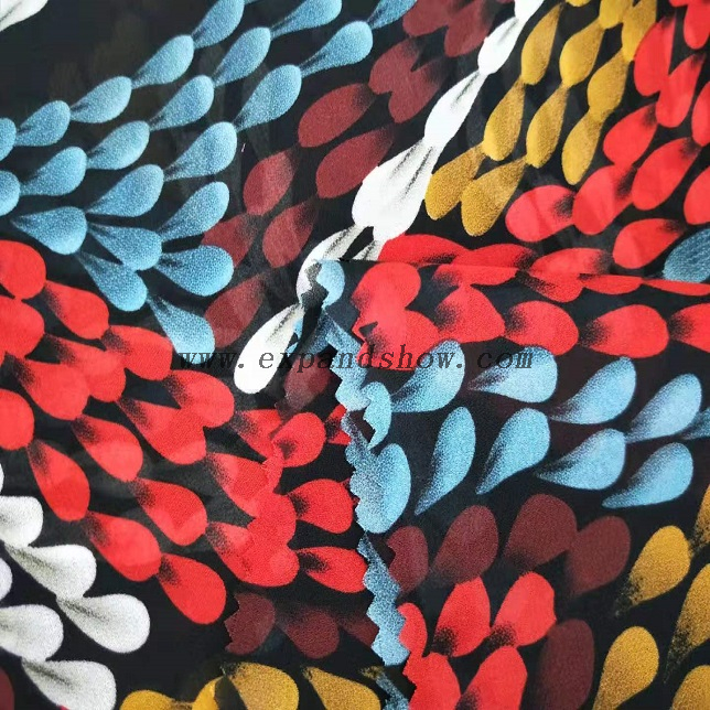 Fancy printed women dresses fabric polyester chiffon fabric 