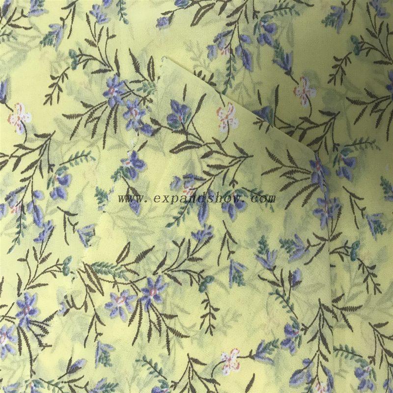 High quality pleated printed chiffon fabric for dress
