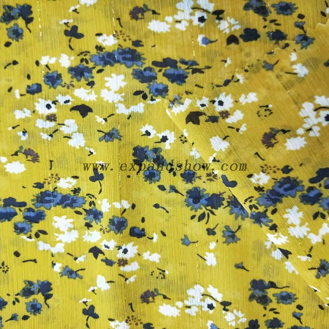 Fancy women dresses fabric polyester chiffon crinkle fabric printed 