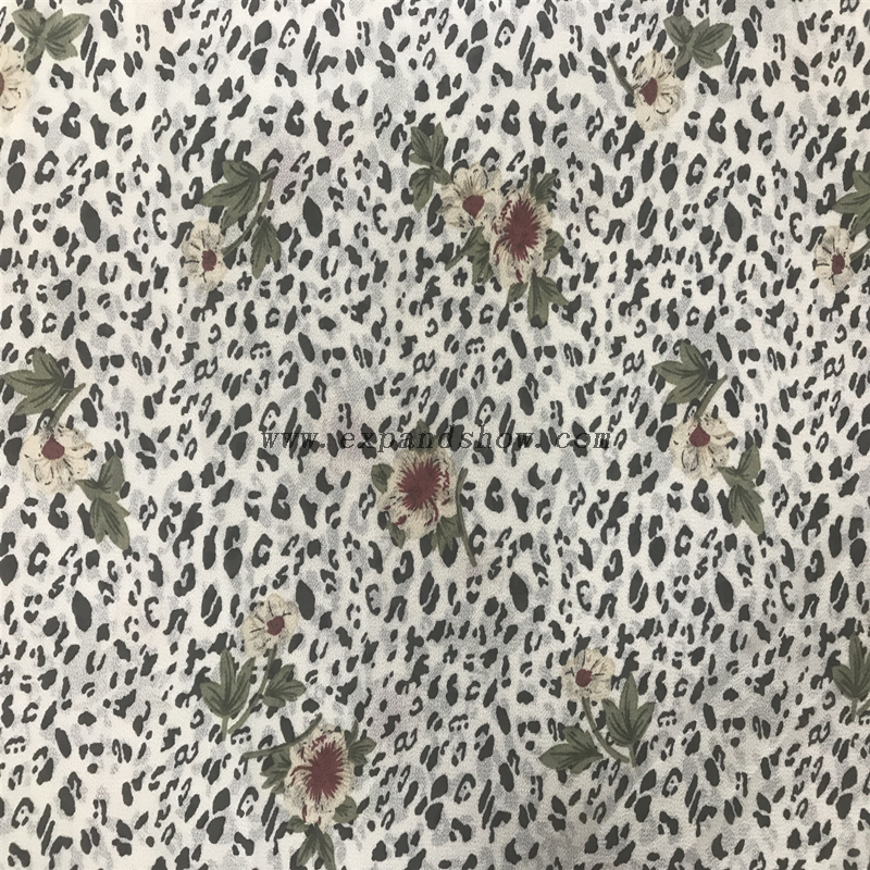 New style 100% polyester printed plain floral chiffon fabric