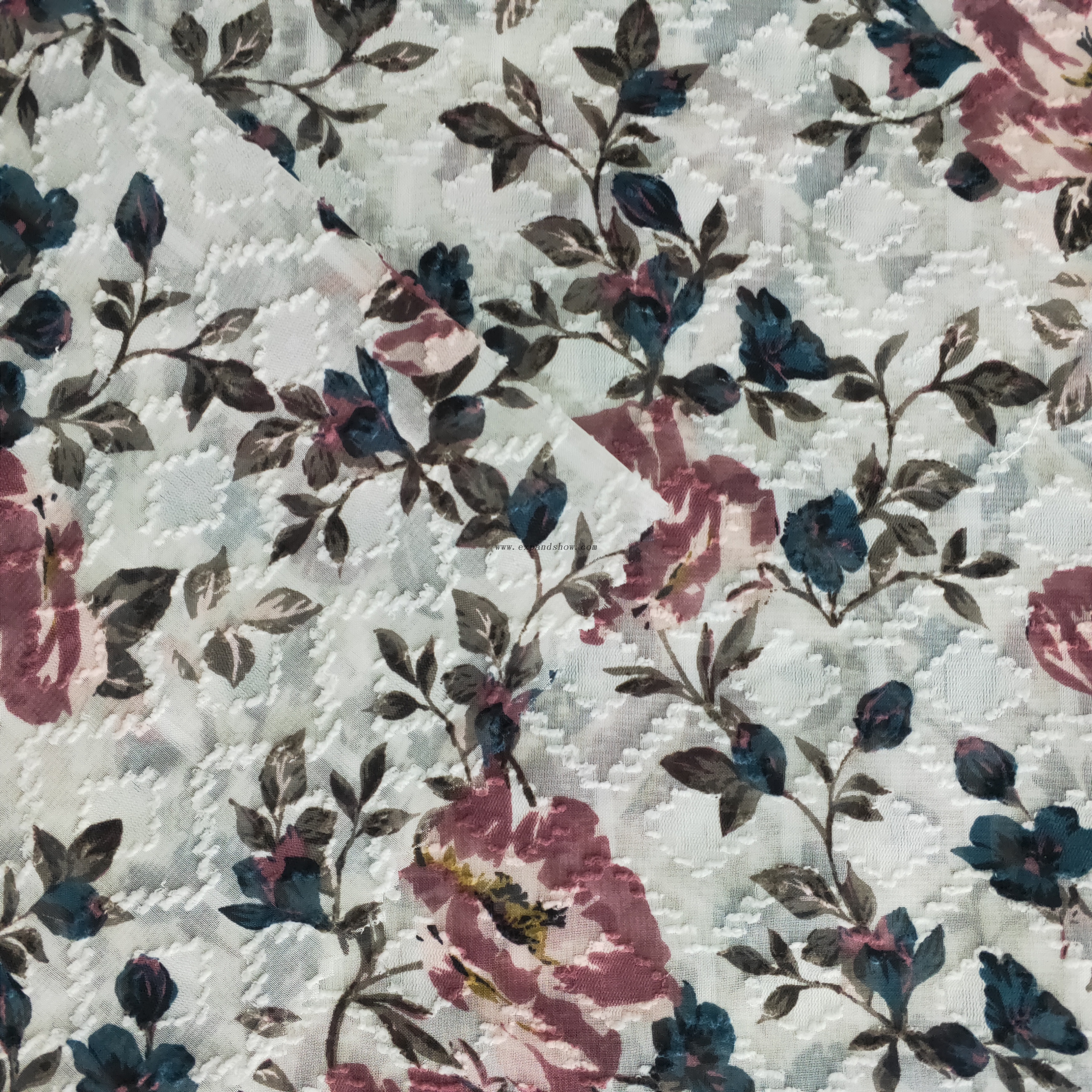 Fancy women dresses fabric polyester chiffon jacquard printed 