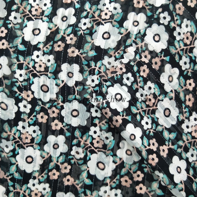Fancy women dresses fabric polyester chiffon D&L printed fabric