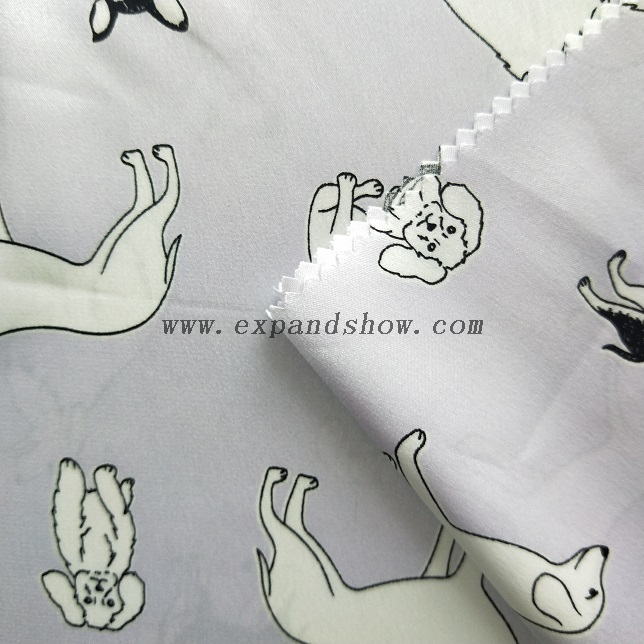 Fancy women dresses fabric polyester high quality satin spandex printed