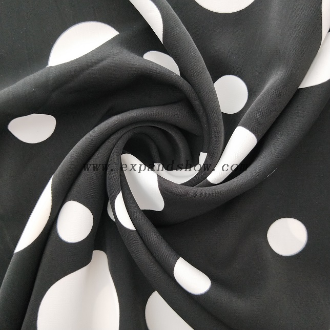fancy women dresses fabric polyester polka printed 
