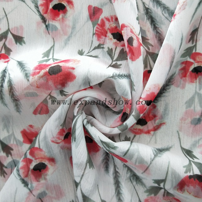 Fancy women dresses fabric polyester chiffon crinkle fabric printed