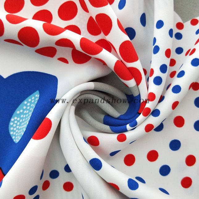 fancy women dresses fabric polyester polka printed 