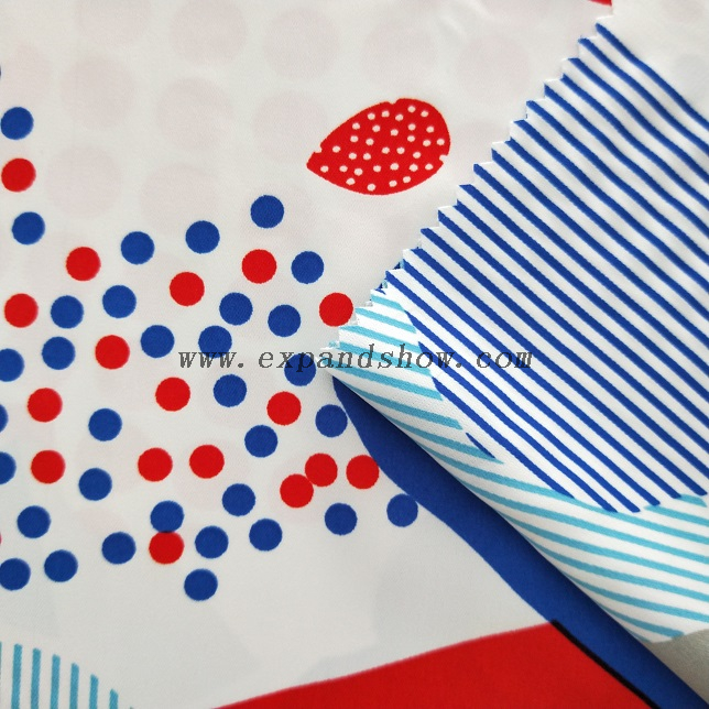 fancy women dresses fabric polyester polka printed 
