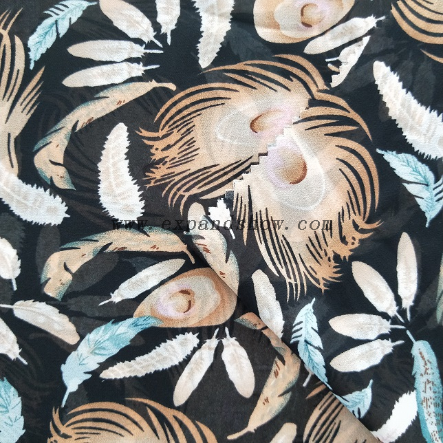 Fancy printed women dresses fabric polyester 75D chiffon fabric 