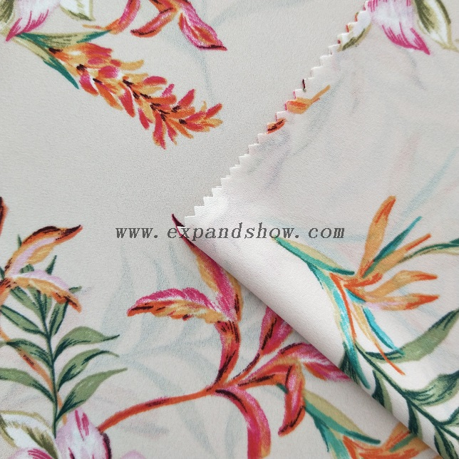 Fancy women dresses fabric polyester high quality soft moss crepe dobby georgette printed