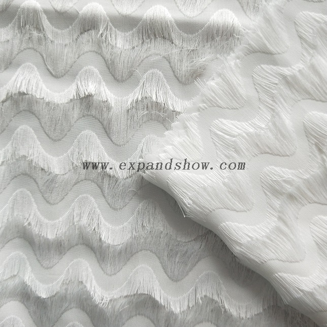Fancy women dresses fabric polyester chiffon manual jacquard fabric 