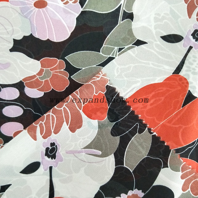 Fancy printed women dresses fabric polyester 75D chiffon fabric 