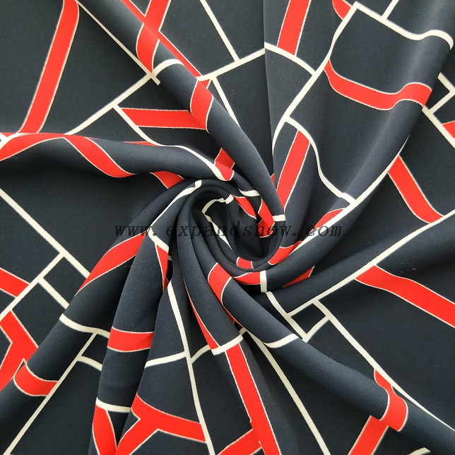 fancy women dresses fabric polyester polka printed 