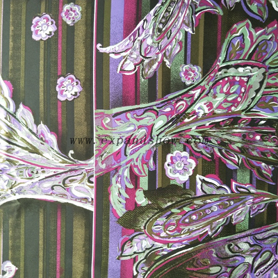 Fancy women dresses fabric polyester high quality satin spandex printed 