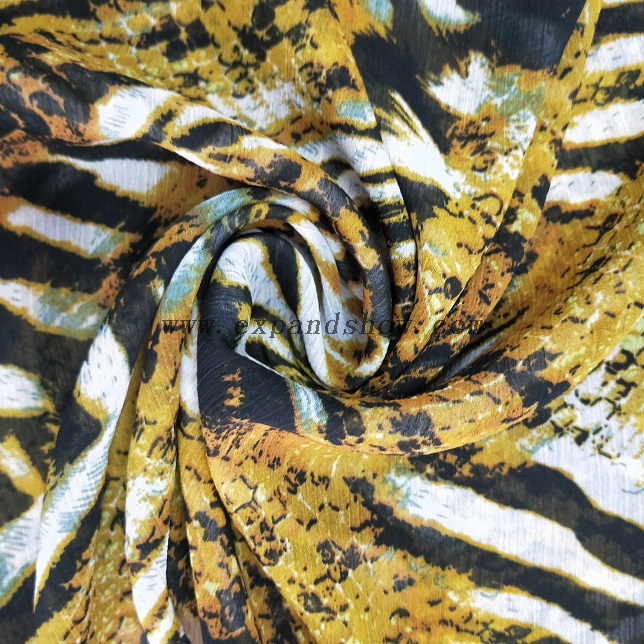 Fancy printed women dresses fabric polyester chiffon crinkle fabric 
