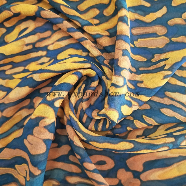 Fancy printed women dresses fabric polyester 75D chiffon fabric 