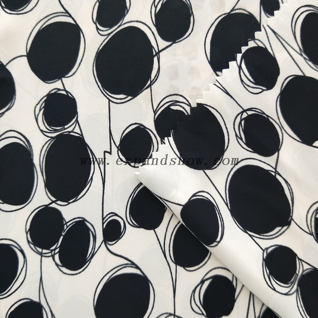 fancy women dresses fabric polyester polka printed 