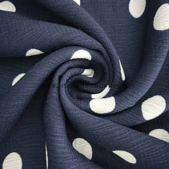Fancy women dresses fabric polyester bark crinkle printed 