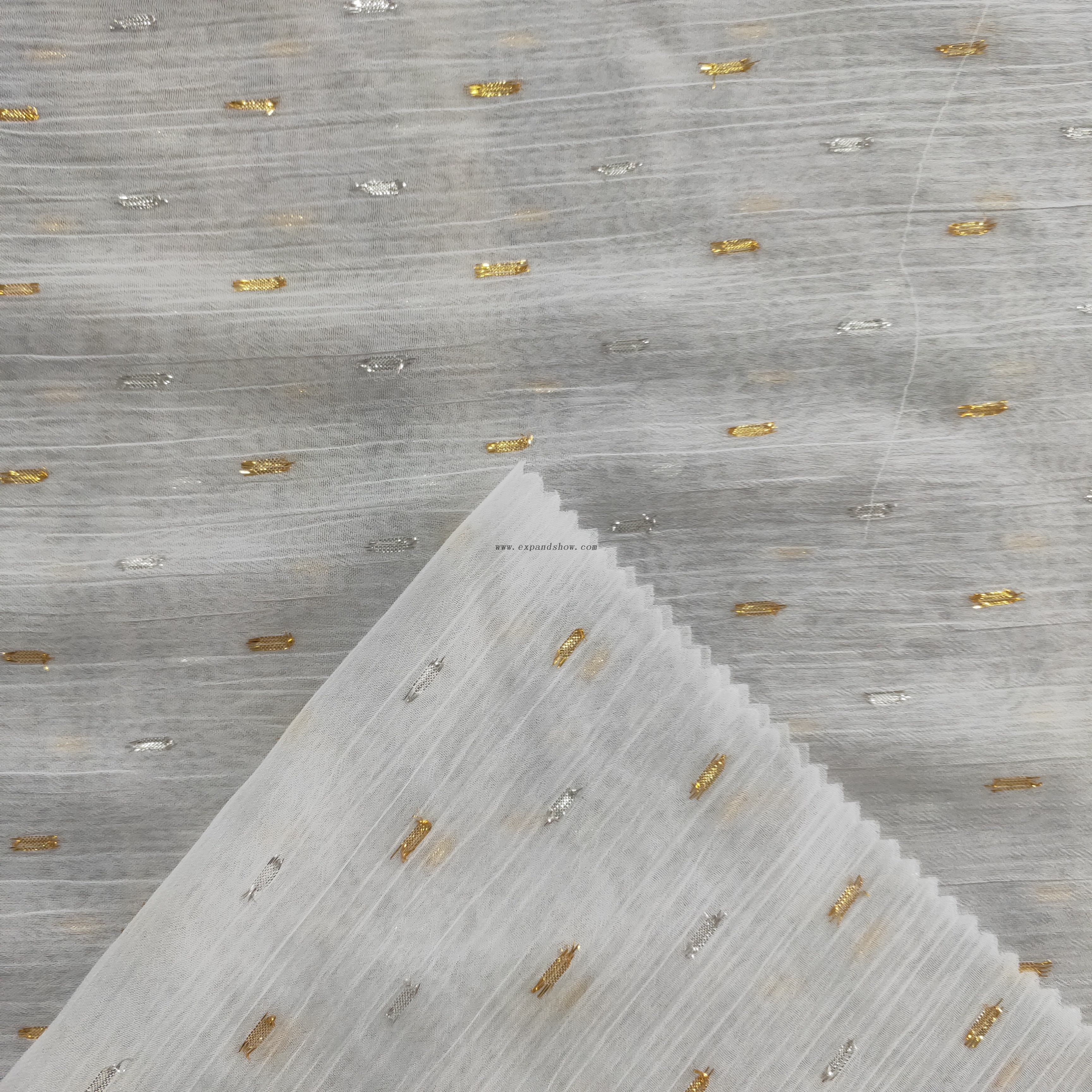 Fancy women dresses fabric polyester chiffon lurex jacquard dyed 