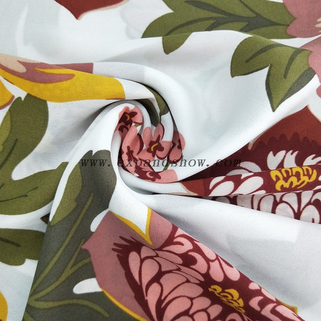 Fancy women dresses fabric polyester high quality soft moss crepe dobby georgette printed 