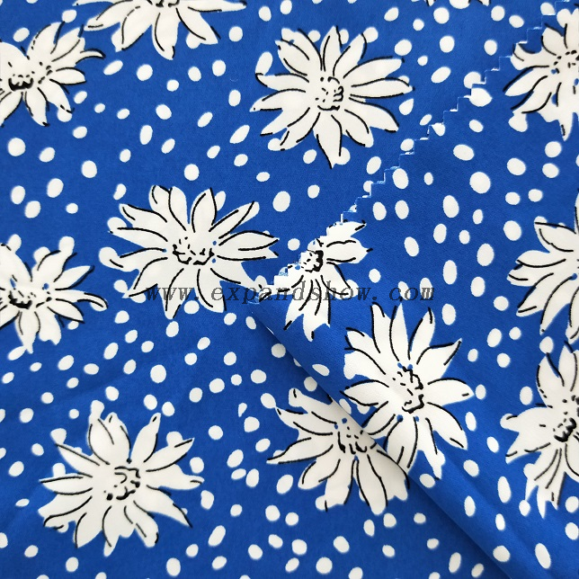 fancy women dresses fabric polyester polka printed 