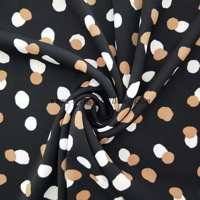 fancy women dresses fabric polyester polka printed 