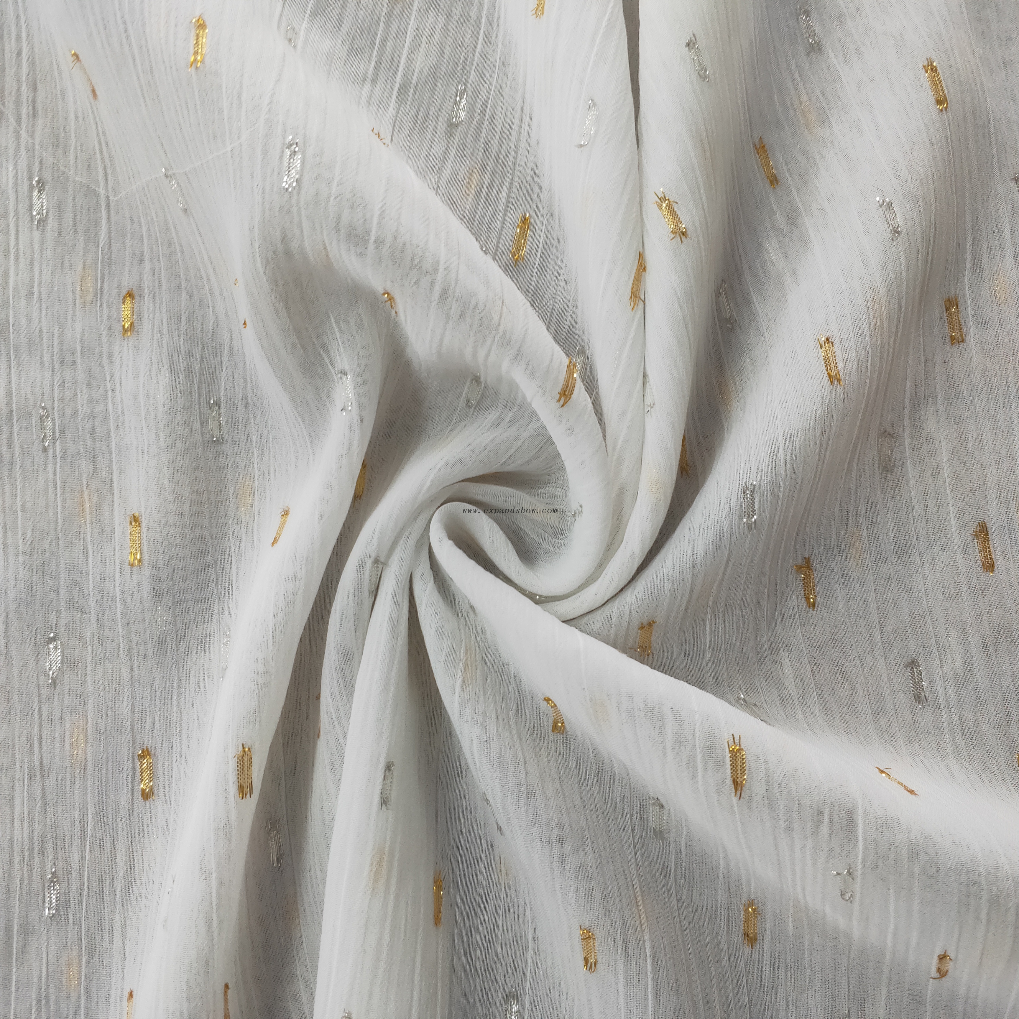 Fancy women dresses fabric polyester chiffon lurex jacquard dyed 