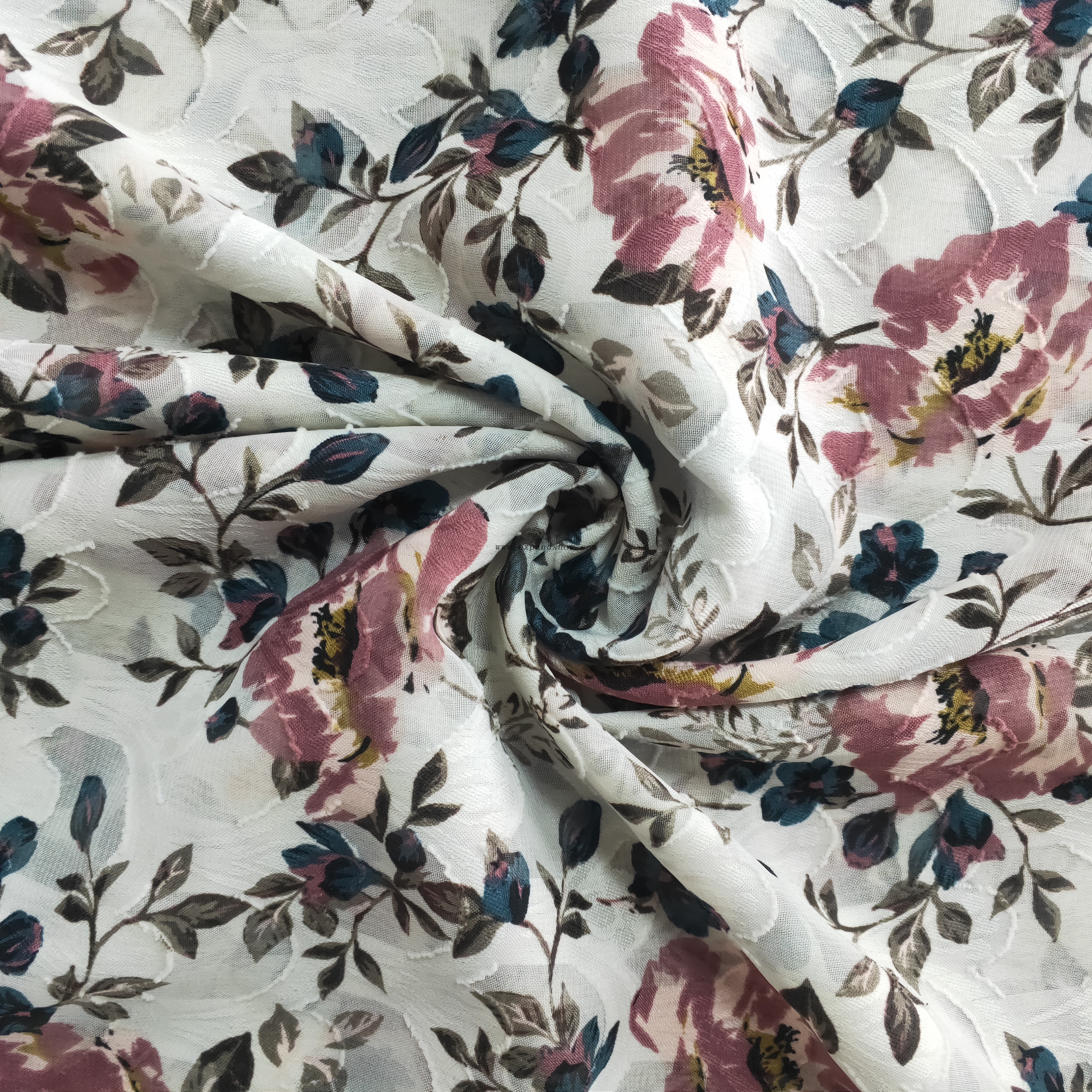 Fancy women dresses fabric polyester chiffon jacquard printed 