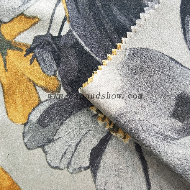Fancy women dresses fabric polyester tissue crepe printed fabric 