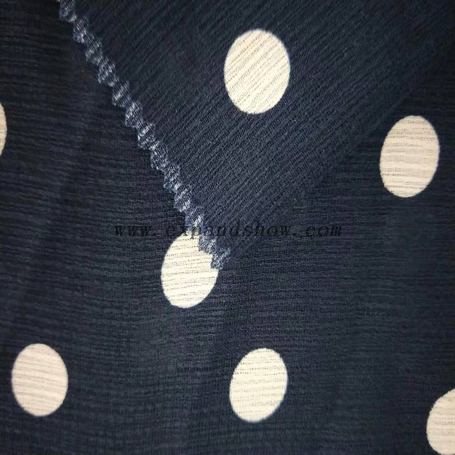 Fancy women dresses fabric polyester bark crinkle printed 