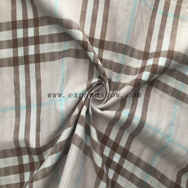 Fancy women dresses fabric cotton yarn dyed with lurex fabric 