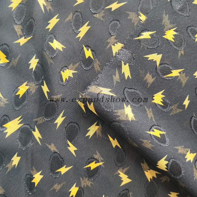 Fancy women dresses fabric polyester chiffon jacquard printed 