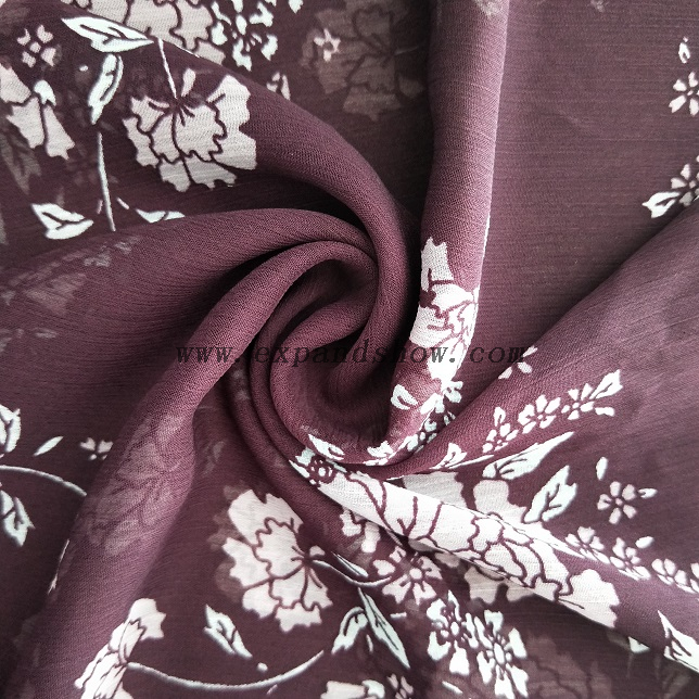 Fancy women dresses fabric polyester chiffon crinkle fabric printed