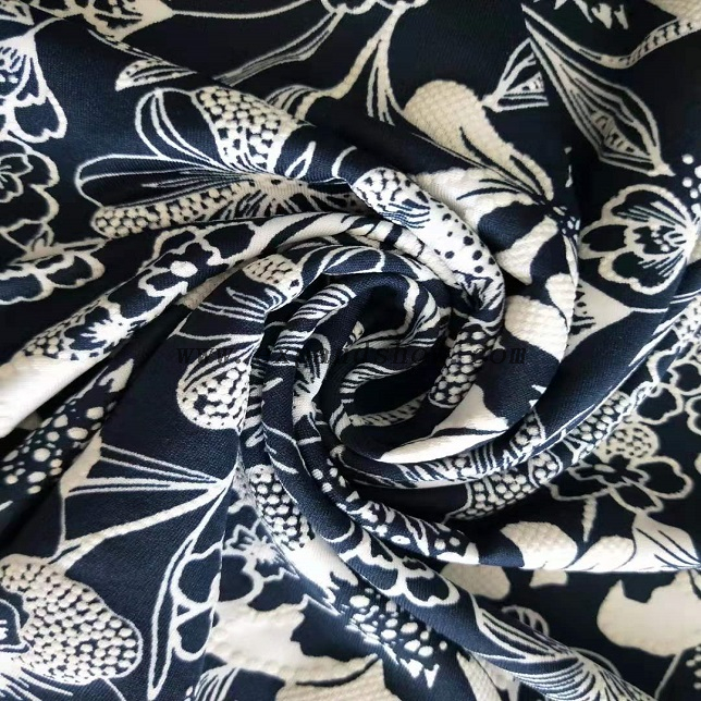 Fancy women dresses fabric polyester DTY puff printed 