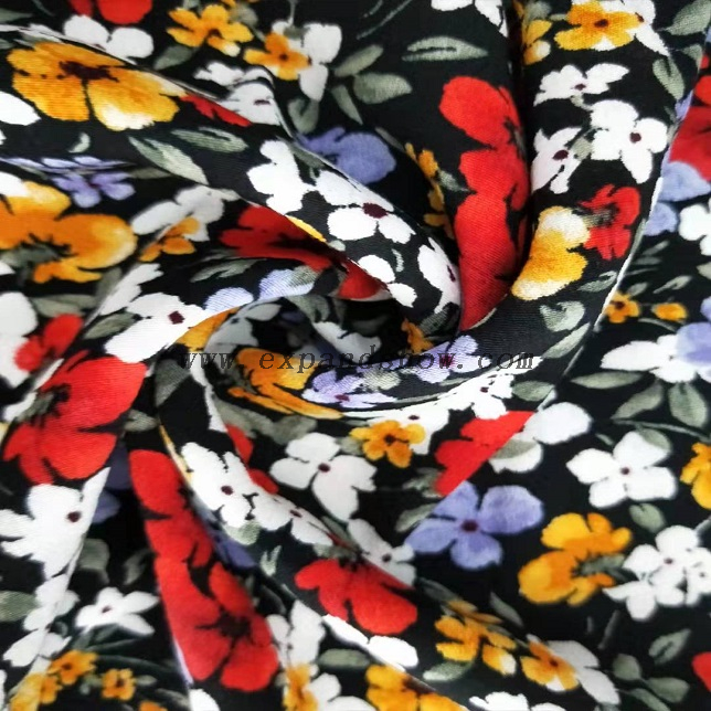 Fancy printed women dresses fabric fuli crepe fabric 
